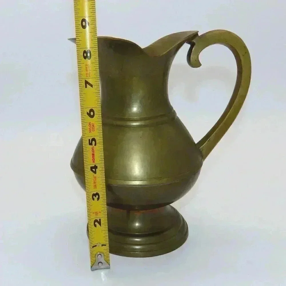 Vintage Solid Brass Pitcher Vase Made in India Signed P.182.Plain